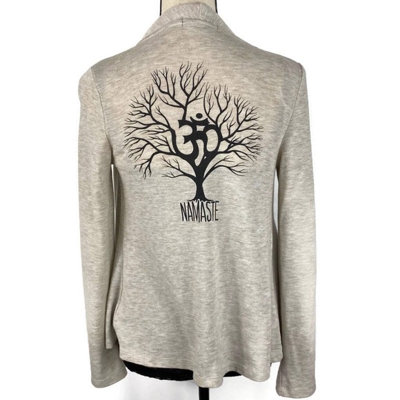 Ambiance Namaste Draped Cardigan Cream Open Waterfall Yoga Womens Sz Small - Picture 3 of 8